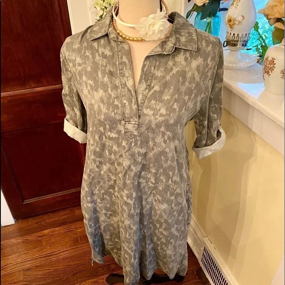 Philosophy Tencel Camo Shirt Dress Sz S NWOT